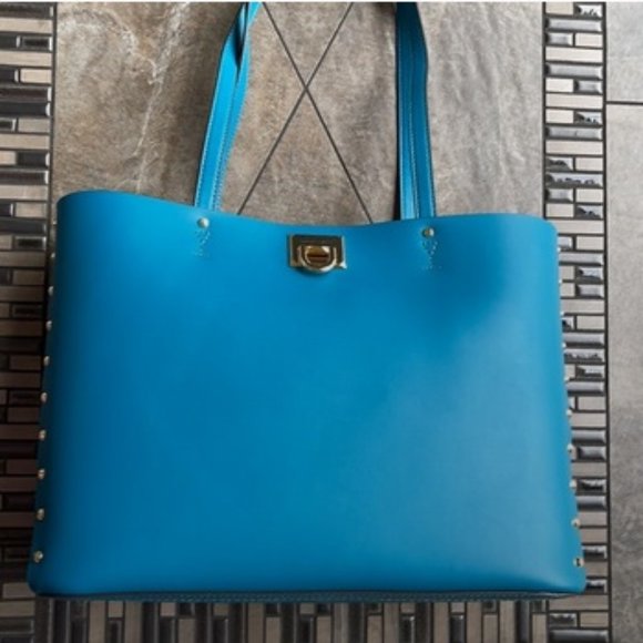 Michael Kors Manhattan Large Tote Leather Color Lagoon - Picture 9 of 16